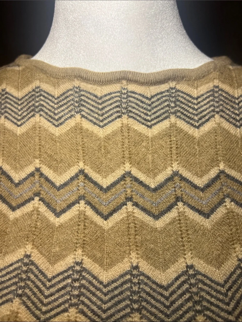 Pendleton Merino Wool Chevron Sweater Beige Taupe Gray Zig Zag M - FITS LIKE XS
